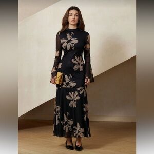 SHEIN Elegant Black Floral Dress Size S